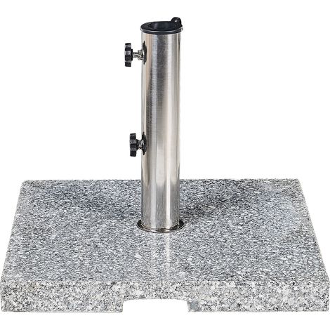 Base para sombrilla de granito gris plateado 45 x 45 cm acero inoxidable Ceggia