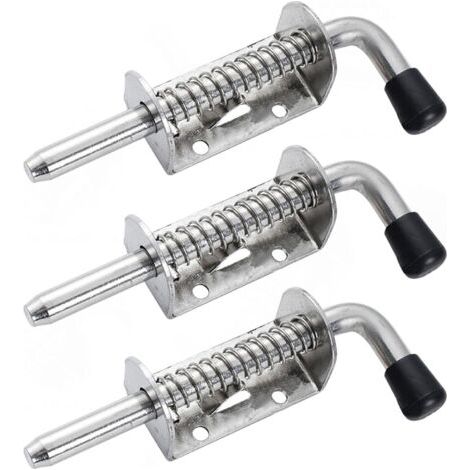 Lot de 3 verrous à ressort robustes en acier inoxydable - Verrous à ressort - Pour de nombreuses applications - Parfait pour portes, fenêtres, abris et garages (1/5)