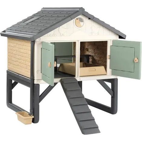 Smoby Life - Poulailler Plastique - Capacité 5 Poules - Nettoyage Facile - Traitement Anti-UV - Fabriqué en France