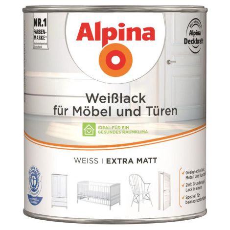 Laque blanche Alpina pour meubles et portes 2 L extra mate (1/2)
