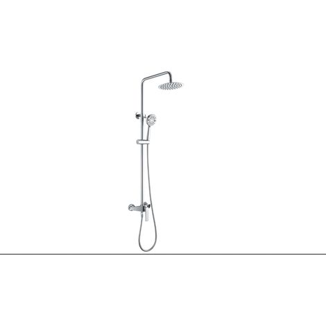 Mice - Conjunto Columna de ducha Monomando con barra extensible - Barra de ducha con Rociador y mango - Griferia de baño color Cromo (1/3)