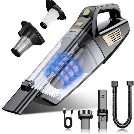 Aspirateur à Main, 15000Pa Aspirateur de Table avec 2 Filtres HEPA, Aspirateur Voiture 7200mAh Autonomie De 30 Minutes Puissant, léger et Portable, pour Voiture, Maison et Poils d'animaux (1/5)