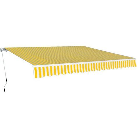 Store extérieur pliant manuel de 400 cm (jaune/blanc) (1/5)