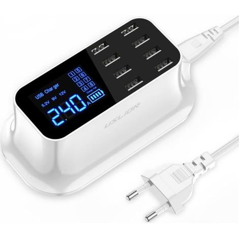 Affichage De LED Créatif 8 Ports Chargeur USB LIGH DISPLAY ADAPTATEUR DE CHARGEMENT RAPIDE CHARGE RAPIDE (1/4)