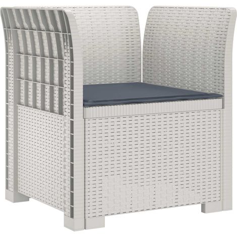 Fauteuil 1 place avec coussin look rotin PP Blanc vidaXL (1/5)