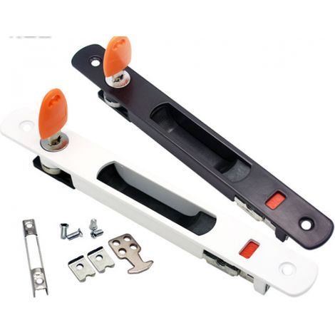 2 Pack Sliding Door Lock, Glass Sliding Door Handles, Flush Mount, Keyed, Invisible Handle, Black+White