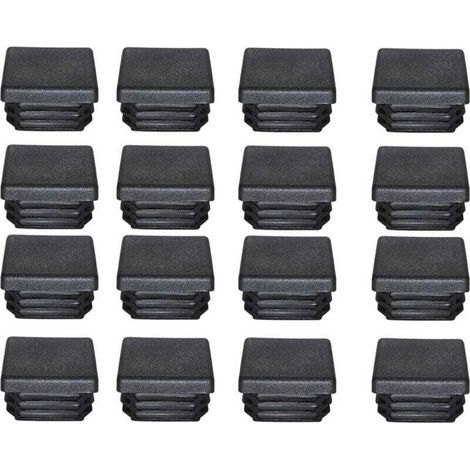 Bouchon Plastique 40x40mm Embout Tube Carre Noir Plastique Embout Bouchons D'obturation pour Pieds de Meuble Trampoline 16PCS (1/4)