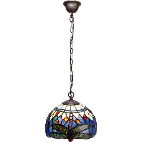 Petite suspension Tiffany avec chaîne diamètre 20 cm Série Belle Epoque