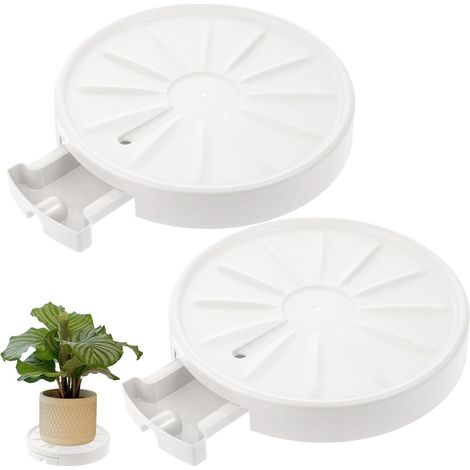 Set aus 2 großen 33-cm-Pflanzenrollen mit 360°-unsichtbaren Rollen. Geeignet für den Innen- und Außenbereich, große Blumentöpfe, Terrasse, maximale Traglast 181,4 kg. (1/5)