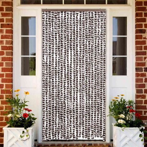 vidaXL Cortina mosquitera chenilla marrón y blanco 90x220 cm (1/5)