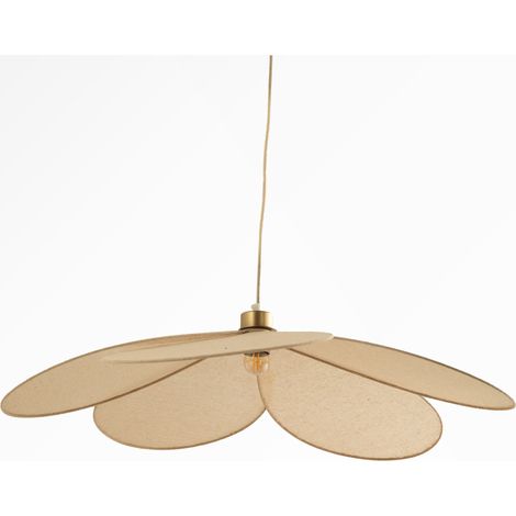 Lámpara de techo de tela beige y metal dorado D75 cm - Flora