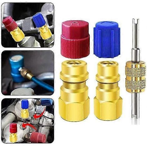 Kit de conversion adaptateur de port de valve de remplissage de climatisation R12 vers R134a avec raccords (1/5)