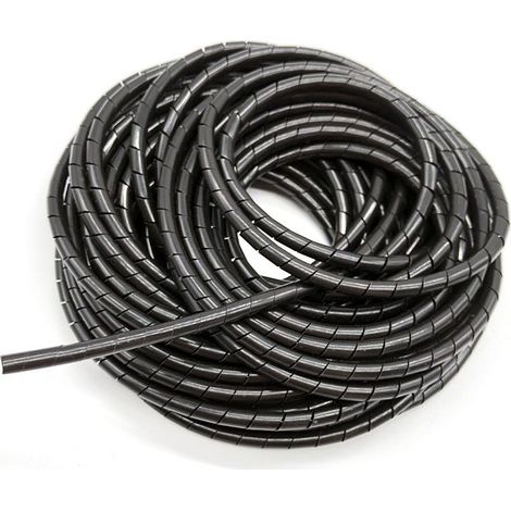 Gaine Spirale Flexible Universel 6mm, Kit de Câble Rangement de Tube d'Enroulement de Câble en Spirale pour Protéger Le Câble d'Antenne TV/PC/USB/Télé/AUX- (15m) Noir (1/4)