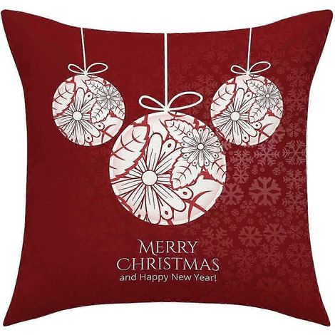 Housses de coussin de Noël 45 x 45 cm, décoration de Noël, housses de coussin décoratives, taies d'oreiller pour canapé, décoration intérieure de Noël-Ball (1/5)