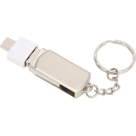 Clé USB porte-clés USB 3.0 pour téléphone portable et ordinateur, double usage, portable, en alliage d'aluminium avec adaptateurs Type-C (64 Go, argent) (1/5)