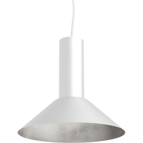 LUMICOM  VERA Sospensione, 1xE27, max 42W, metallo, bianco opaco/foglia argento, D.25cm (1/2)