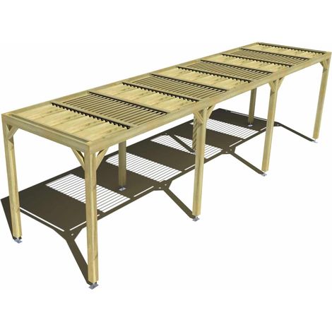 Pergola bois • 9m x 2m • indépendante • sens profondeur • lames orientables bioclimatiques incluses • livraison comprise (1/3)