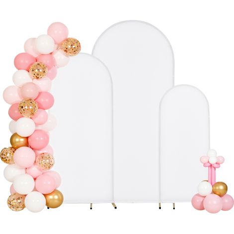 VEVOR Hochzeitsbogen, 3er-Set, 1,8/1,5/1,2 m, Hintergrundständer, Goldfarbener Metall-Ballonbogen mit Abdeckung, für Hochzeiten, Geburtstags-, Abschlussfeiern, Feste & Zeremoniendekorationen (1/5)