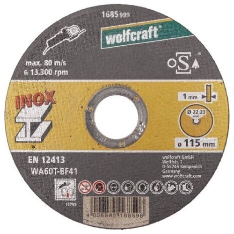 Disco da taglio di precisione Wolfcraft per acciaio inossidabile 115x1,0x22,23 mm (1685999) (1/4)