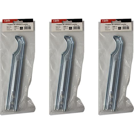 Lot de 3 supports à sceller pour radiateur en fonte type traditionnel - longueur axe 225 mm - longueur totale 260 mm - Ram (1/3)