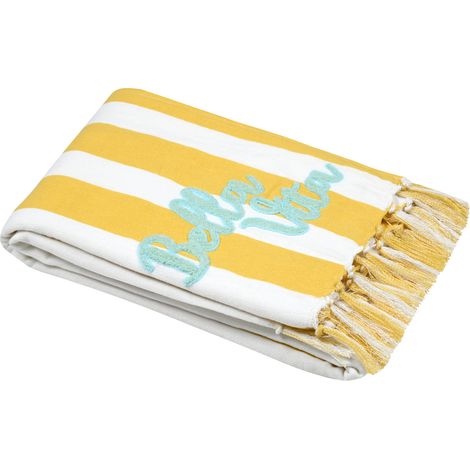 Fouta doublée éponge "Bella Vita" Jaune 100x150 cm