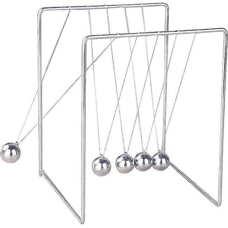 Boule décorative Newton Swing Ball, boule carrée décorative de bureau, outil d'expérimentation en dynamique, décoration pour la maison et l'école (taille M)-13.5X11.2CM-Silver (1/3)