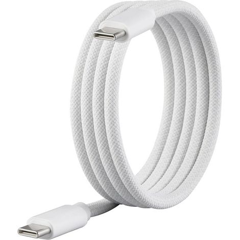 Trywise Câble USB USB 2.0 USB-C® mâle, USB-C® mâle 1.00 m blanc avec enroulement magnétique, gaine textile RF-6437918 A960303 (1/4)