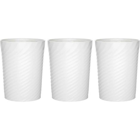 Poubelle de salle de bain, petite poubelle avec sac poubelle (lot de 3), blanche (1/5)
