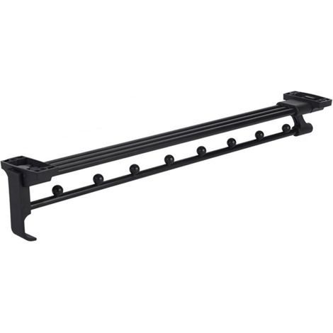 Barre de penderie télescopique noire, porte-vêtements coulissant à fixation supérieure, extension de 82 cm, antidérapante, design à 8 boules, robuste (1/5)
