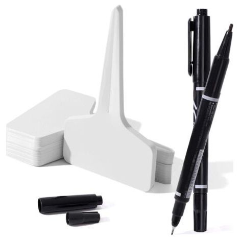 150 etichette per giardino da esterno, marcatori per piante in plastica, tipo T, etichette per orto in plastica con 2 penne a inchiostro gel e accessori per piante (bianche) 10 x 6 cm (1/5)