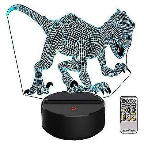 CREA Veilleuse 3D dinosaure pour enfants, cadeau de Noël, anniversaire, jouet Indoraptor, lampe illusion 3D, lumière animale, cadeaux pour garçons, chambre à coucher, fourniture de fête