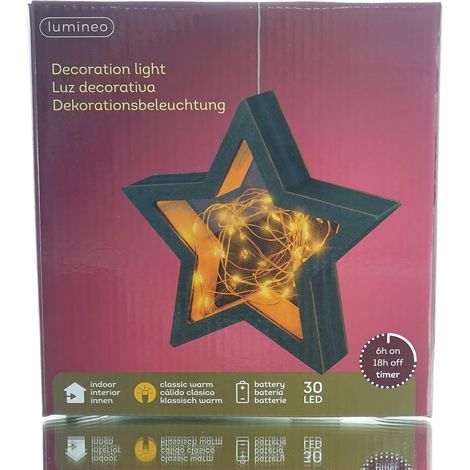 Lumineo Micro-LED Stern Schwarz & Bernsteinfarben Ø 18 cm 30 Lichter - klassisch warm (1/2)