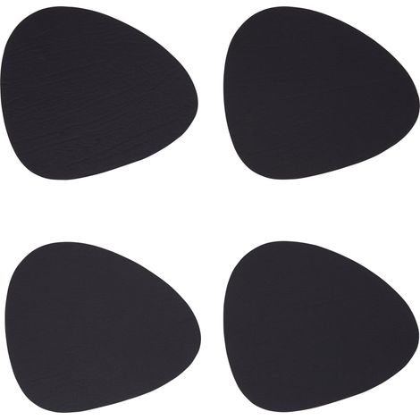 Premier Housewares Placemats Black Pebble Place mats Mat Leather Table Mats Set Of 4 w12 x d11 x h1cm (1/4)