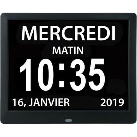 Horloge calendrier numérique One Piece 7 pouces avec date et heure, XU, Horloge Alzheimer pour parents, Machine de rappel de médicaments pour grands-parents et enfants,noir,204 x 143 x 24mm - KZQ (1/4)
