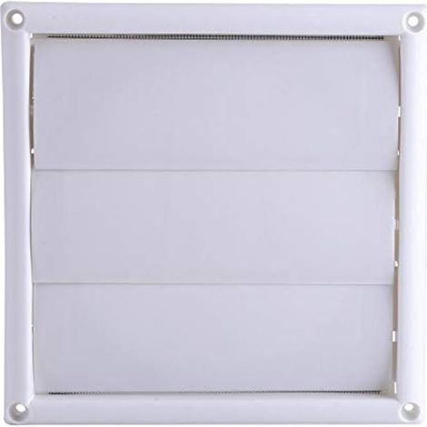Grille de ventilation 20 x 20 cm, cache mural en plastique, conduit d'aération à 3 ailettes avec filet. (1/3)