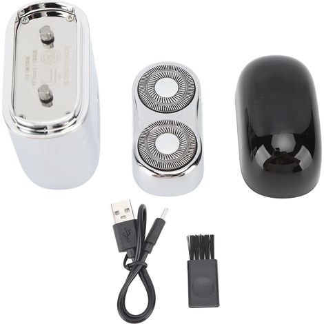 Tonduire électrique rechargeable lavable IPX6 étanche, chargeur Type C, argenté, pour barbe, dortoir, voiture, voyage (1/5)