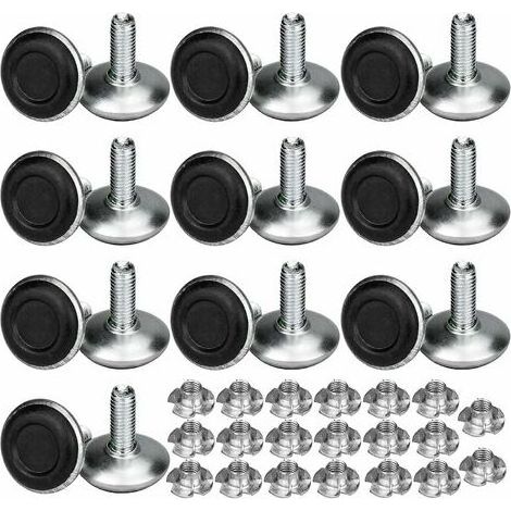 Lot de 20 pieds de meubles réglables, pieds de nivellement avec écrou en T fileté M8x20x30 mm, vis de support de nivellement pour meubles, chaises, tables