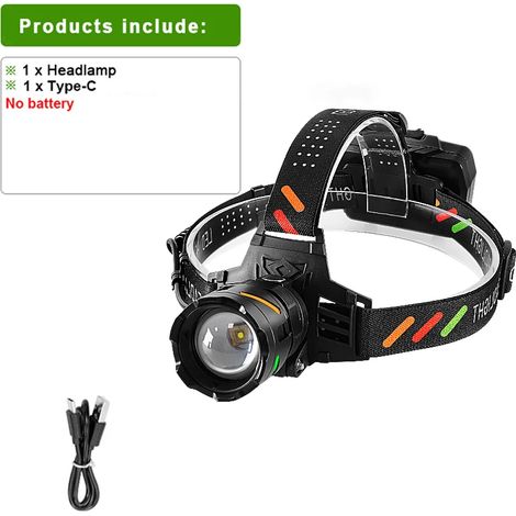 Lampe frontale LED rechargeable (D-NEW, sans pile) 1 000 000 lm, lampe frontale LED longue portée ultra-puissante, idéale pour la pêche et le camping en extérieur. (1/5)