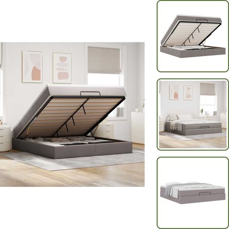 VidaXL Cadre de lit ottoman avec matelas taupe 160x200 cm tissu
