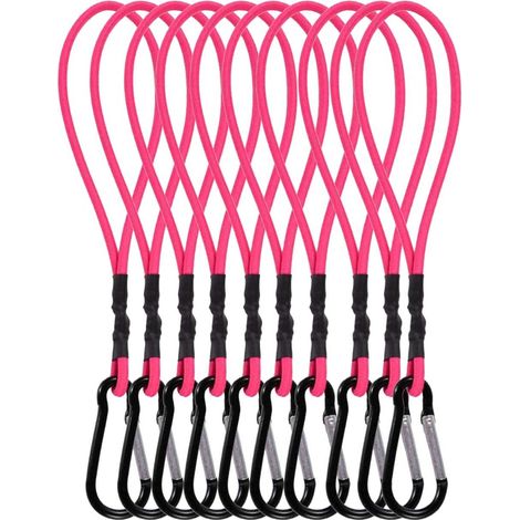 Lot de 10 mini tendeurs élastiques de 25 cm pour bagages, avec mousqueton, pour sécuriser vos affaires à la maison, en extérieur et à vélo. (1/5)