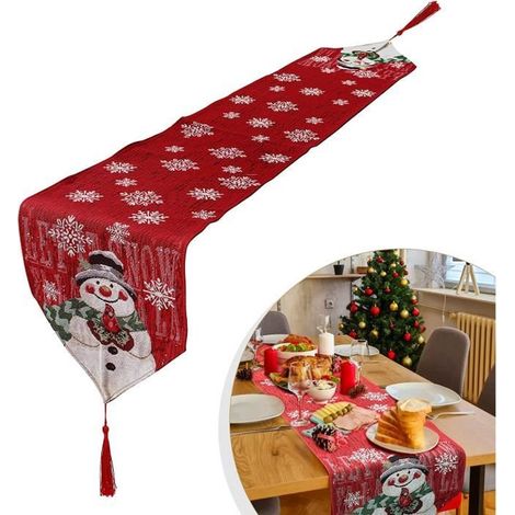 Tischläufer - Rechteckig - Baumwolle und Leinen - 33 x 183 cm - Rot
