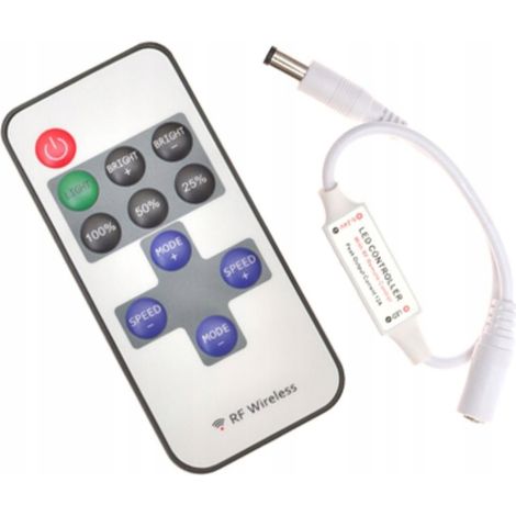 Regulador de intensidad LED RF 72W mini + mando a distancia para tira LED (1/2)
