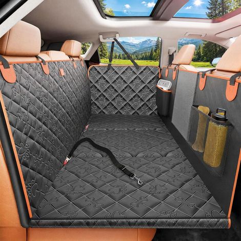 Fond Rigide Protection Voiture Chien Extension Housse Voiture Chien Aux Rayures Imperméable Protection Voiture Chien Siege Arriere avec Ceinture Convient à la Plupart des Voitures SUV Camions (1/5)