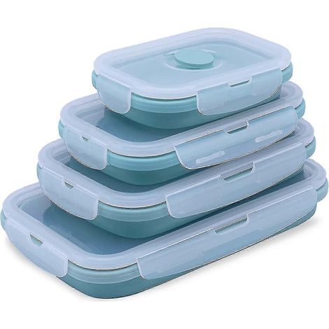 Ensemble de 4 boîtes de conservation alimentaire pliables en silicone sans BPA (1/5)