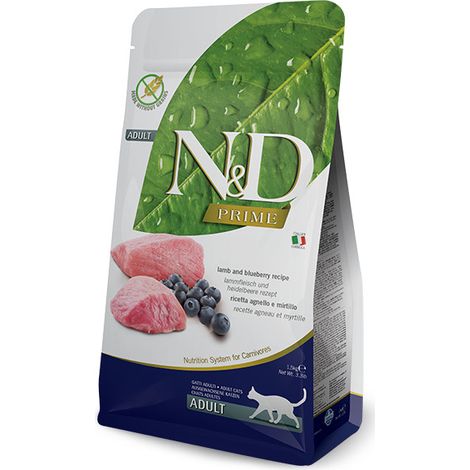 Farmina Cat N&D Prime Adult Grain Free Agnello e Mirtillo - Sacco 1,5 Kg - Cibo Secco Gatti (1/2)
