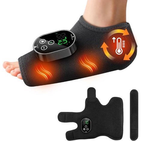 Appareil de massage des pieds sans fil rechargeable avec sangle de compression, fonctions de chaleur et de vibration, support de cheville, 6 niveaux de chaleur, 3 niveaux de vibration, 3 options de mi (1/2)