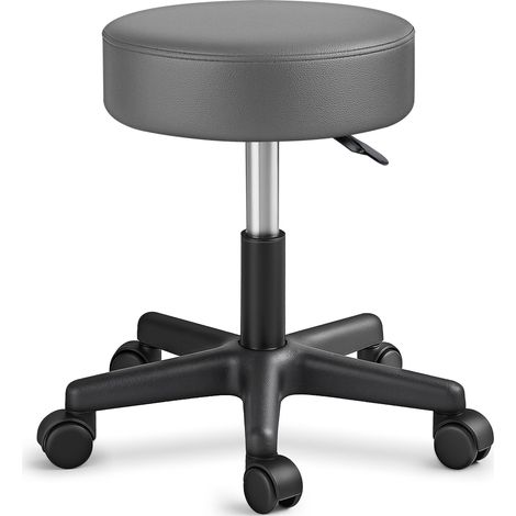 Sgabello da lavoro Sgabello girevole Sgabello Sgabello per salone estetico Sgabello per ambulatorio medico, con rotelle, rotazione libera di 360°, 10 cm di imbottitura, 8 colori diversi (Grigio)