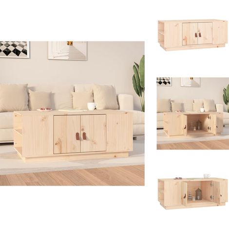 Couchtisch 100x50x41 cm Massivholz Kiefer - Holz Couchtisch - Kiefer Tisch - Wohnzimmerschrank - Sideboard - Beistelltisch (1/5)