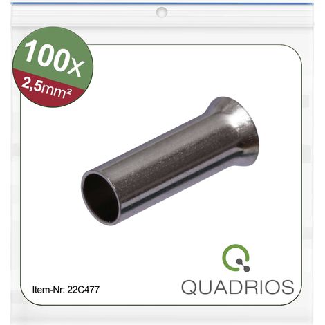 Quadrios 22C477 Embout simple d'extrémité de câble 2.5 mm² non isolé 100 pc(s)