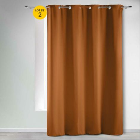 Rideau obscurcissant à œillets 135 x 240 cm – Lot de 2 – Uni Camel